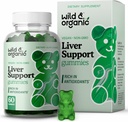 Wild & Organic Lever Support Gummies - Milk Thistle, Mælkebøtte Root Extract for Lever Cleanse Detox - 60 Silymarin Milk Thistle Gummies - Vegan, Non- GMO urtetillæg.