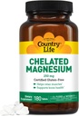 Country Life Chelated Magnesium 250 mg - Understøtter hjerte, ben og muskel sundhed, Vegan- Friendly Magnesium supplement med Magnesiumoxid og Aminosyrechelat, Gluten- fri