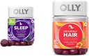 OLLY Sleep Gummy med Melatonin, L- Theanin, Botanicals, BlackBerry Flavor, 50 Grev & Heavenly Hår Gummy med Keratin, Biotin, AMLA, Tropical Orange Flavor, 60 Grev Bundle