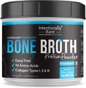 Intentionally Bare Bone Broth Protein Powder Unflavored - Grass Fed Protein Powder with Multi Collagen Peptides Type 1 2 and 3 - Dairy Free Bone Broth Powder for Skin, Gut and Joint - 20 Servings