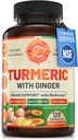 Økologisk gurkemeje med Ginger & Black Pepper, 2 måneders forsyning. Understøtter hjerte sundhed, hjerne sundhed & fælles sundhed. Max Absorption Gurkemisk supplement. NSF Certified, Made in USA. 120 Kapsler.