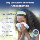 Ohm Children 's Loratadine Chewable, Dye Free, Bubblegum, Non- Drowsy 24h Relief of Snezing, Runny Nose, Watery Eyes, Itchy Throat eller Nose, Antihistamin, Indoor & Outdoor Allergier, 5mg, 30 tabletter