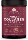 Ancient Nutrition Collagen Powder Protein med Probiotika, Unflavored Multi Collagen Protein med C-vitamin, 45 Servere, Hydrolyzed Collagen Peptider understøtter hud og negle, Gut Sundhed, 16oz