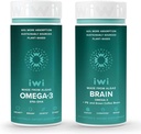 Iwi Omega-3 & Brain Omega-3 Bundle, 30 Servings, Vegan Plant-Based Algae Omega 3 with EPA + DHA, Krill & Fish Oil Alternative, No Fishy Aftertaste