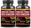 Korean Red Panax Ginseng Capsule 2 Pack, Panax Ginseng Supplements, 2 Value Pack 3140mg (Ginsenoside 5%)