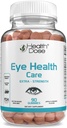 Health Dose Eye Health Care Vitamins with Lutein Zeaxanthin Support Eye Strain, Dry Eyes & Visual Performance Apple & Orange Flavor 90 Gummies.
