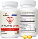 Ubiquinol CoQ10-600mg-Softgel, Active Coq10 Ubiquinol Supplement with Vitamin E & Omega 3, 6, 9, High Absorption-Coenzyme-Q10, Powerful Antioxidant for Energy Production, Tested, 60 Count