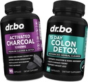 Aktiveret Charcoal & Colon Cleanser Detox - Organic Coconut Charcoal Pills & Colon Cleanse for Mave Gas Bloat & Regularitet - Mave Movement Kosttilskud til Mave Bloating, Gut Support