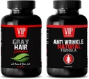 Anti- Aging Essential - Gray Hair Solution - Anti Wrinkle Formel - Saw Palmetto Natural - 2 flasker (60 kapsler + 60 kapsler)