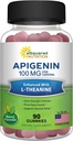 Apigenin 100mg med L- Theanine 100mg Gummies - Apigenin supplement til søvn - Natural Extract Gummy Alternativ til kapsler, piller, pulver & te - 2 Per Servering
