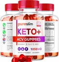 3 Pack - PureSlim KetoACV Gummies 1050MG, Supplement Advanced Formel, 180 Gummies for 3 Måneder