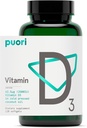 Vitamin D3 Supplement with Organic Coconut Oil for Optimal Absorption | Healthy Muscle Function, Bone Health, Immune Support, Non GMO | 2500 IU, 120 Softgel - by Puori