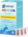 OMOGS Børns DHA Blåbær Flager Gummier, med Lutein, Omega-3 & C-vitamin Algae DHA, for Eye Health, Brain Health & Sund Immunitet, Gluten Free, Vegan, 60 Gummies.