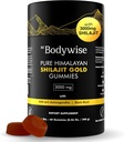 Be Bodywise Pure Himalayan Shilajit Gummies Gold I Lab Testet I Ingen tilsat sukker I Ashwagandha, Gokshura Budd124; Fulvic Acid & 85 + Trace Minerals I for Mænd, Kvinder I Non- GMO I 100% Natural & Organic I 60 Gummy