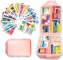 Pill Organizer med Medicine Labels 146 Labels Travel Daily Pill Container Mini Medication Organizer Storage Pill Organizer Travel Essentials Pill Case 7 Dag (Pink, 1 Pack (Stor))