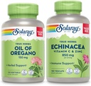 SOLARAY Oil of Oregano Softgels and Echinacea, VIT C & Zinc Immune Support Supplement - Oregano Oil and Echinacea Capsules w/Vitamin C 500mg Plus Bioflavonoids, Vegan, 60-Day Guarantee, 120ct/180ct