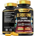 Berberine supplement - 7in1 Formel - Kombiner med gurkemeje, Royal Jelly, Ceylon kanel, Ginkgo Biloba, Ginger & Black Pepper - fordøjelsessygdomme, immunforsvar - 120 kapsler