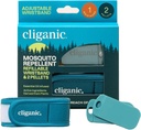 Cliganic Mosquito Repellent Pack (Wristband + 2 Refill Pellets) - justerbar, Natural DEET- Free, Essential Oil Infured