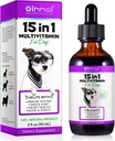 Hund Multivitamin Væske - 15 i 1 Hund Vitamin Multivitamin, Support Skin & Coat, Heart, Bones og fælles sundhed, Pet Vitamin og Kosttilskud (2 Fl Oz)