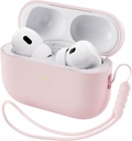 ORNARTO Kompatibel med AirPods Pro 2 sag 2022, Fuld Beskyttende Hybrid Silicone for AirPods Pro 2 Generation Case, Front LED Synlig Skin Cover- Pink