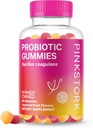 Pink Stork Probiotiske Gummies for Prenatal & Postnatal Women - Probiotika til fordøjelse, Morgenkvalme, pH balance, Gut Health, immunforsvar - 60 Sugar- Free Probiotika - 5 milliarder CFU 'er