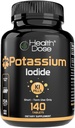 Health Dose Potassium Iodide (KI) - 130mg, 140 Tablets - Short-Term Thyroid Protection, Iodine Supplement & Thyroid Health Support. Full Month Supply.
