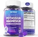 Kalium Magnesium Gummies - Kalium Supplement w / Ashwagandha 200mg, Magnesium Glycinat, B6, B12, P- otzac Citrate for ben kramper, muskel, elektroyte for voksne børn, sukkerfri, 1Pack