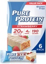 Pure Protein Barer, High Protein, Nutriøs Snacks til støtte for energi, Lavsukker, Gluten Free, Jordbær græsk Yogurt, 1.76oz, 6 Pack