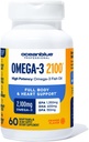 Oceanblå Professional Omega-3 2100- 60 Greve - Højpotens tredobbelt styrke Burpless Fish Oil tillæg med EPA, DHA & DPA - Orange Flavor, 30 Servere