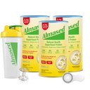 Almased Protein Powder, GLP-1 Nutrition Support, Meal Erstatning Shake for vægttab, højt protein, komplet ernæring (Vanilla Flavor, 3 Cans @ 17.6 oz ea + scoop + 700ml Shaker Flattle