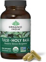 ORGANISK INDIA Tulsi Holy Basilikum Kapsler - Holy Basil Extract, Urtetilskud, immunforsvar, Stress Relief, Vegan, Glutenfri, Kosher, Organisk, Non- GMO - 180 Kapsler