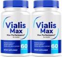 (2 Pack) Vialis Max piller til mænd - Officiel Vialis Max Premium mandlige støtte Formel for hurtig fungerende energi, Endurance og ydeevne, VialisMax kapsler Advanced Formel, 120 kapsler til 2 måneder
