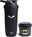 Smartshake DC Comic Bundle - Batman Protein Shaker Bottle – 900ml Leakproof Stainless Steel Shaker Bottle with 200ml Protein Powder Storage Container