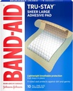 Band- Aid Brand Tru- Stay Adhesive Pads, Steril Sheer Bandager til førstehjælp & Sårpleje, Pad Covers & Beskytter Minor Cuts, Scrapes & Burns, Letvægt, Stor størrelse, 10 Greve