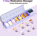 Daviky Smart Pill Organizer med alarm, Bluetooth Dag med APP, Weekly Travel Pill Case, Portable Pill Reminder til medicin, Kosttilskud og vitaminer (lilla)
