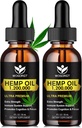 (2 Pack) Økologisk Hamp Oil - 100% Natural Hamp Oil Extract, Calming, Sleep, Afslapning, Immunstøtte, Rig i Omega 3, 6, 9 Fedtsyrer, Vegan - 30ml