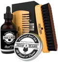 Beard Brush, Beard Comb, Beard Oil, & Beard Balm Grooming Kit til mænd pleje, Rejser Ansigtssæt til vækst, Styling, Shine & Softness, Store gaver til ham