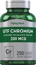 Piping Rock GTF Chrom 200 mcg Mex124; 250 Kapsler Mex124; Glucose Tolerance Factor Supplement Mex124; Non- GMO & Gluten Free