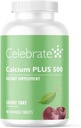 Celebrere Vitamin Calcium Plus - 500mg Calciumcitrat, 333 IE D3- vitamin & 34mg Magnesium til Bariatric Kirurgi - Gluten- Free & Sugar- Free - Cherry, 90 tyggetabletter