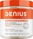 Genius Consciousness, Super Nootropic Brain Supplement Powder, Mango - Boost Focus, Cognitive Function, Concentration & Memory Booster - Alpha GPC & Lions Mane Mushroom for Neuro Energy & IQ