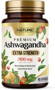 Bygget af Nature Ashwagandha 2100mg Extra Strength Stress Relief & Mood Support med Black Pepper Extract til Max Absorption - Non- GMO, Vegan, Gluten- Free - 60 kapsler