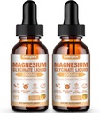 2 Pack 2000MG Magnesium Glycinate Liquid Drops Supplement for børn og voksne - Cellulose Fiber, Bromelain, Vitamin B6, C, D, Zink - Energy, Sleep, Clam, Ananas Flavor, 4 Fl oz