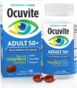 Ocuvite 50 + Eye Vitamin & Mineral Supplement, Multivitamin til Vision & Okulær Sundhed med Omega-3, Zink, Vitamin C & E, Lutein & Zeaxanthin, Zink Kosttilskud til kvinder og mænd, 50 Softgels