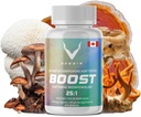 Boost Adaptogen Mushroom Blend Budd124; 60 Serveringer, High Potency 25: 1 Uddrag 124; Maitake, Shiitake, Reishi, Cordyceps, Lions Mane - Understøtter Stress Reduktion, Forbedret Endurance & Energy - 60 Vegansk Caps