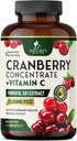 Cranberry Supplement Pills 25,000mg - High Potency C Vitamin C Cranberry for Women & Men, Urinary Tract Health Support, Sugar Free, Gluten Free, Non- GMO, Cranberry Concentrate Extract - 60 Kapsler