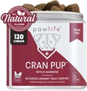 Cranberry Kosttilskud til hunde; Urinary Tract & Brege Support; 124; D Mannose & Antioxidanter til støtte af 124; 120 Veterinarian Formuleret Soft Chews