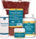 Psoriasis Care Kit - Inkluderer American Saffron Tea, Slippery Elm Bark Powder, Psoriasis Skalp og Body Wash, og Psoriasis Cream. 4 Genstande anbefalet i bogen Healing Psoriasis af Dr. John Pagano