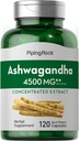 Piping Rock Ashwagandha Supplement D4; 4500mg D124; 120 Kapsler D124; for kvinder og mænd D124; Herb Root Extract D124; med sort peber D124; Non- GMO, Gluten Free