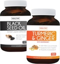 Bundle af gurkemeje & Ginger & Black Seed Oil - Golden Harmony Blend - Gurkemeje & Ginger med 95% Curcuminoider & Bioperine (90 kapsler) & Black Seed Oil (non-GMO) 100% Cold- Pressed Cumin Seed Oil