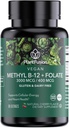 PlantFusion Metyleret vitamin B Complex - Vegan B12 3000mcg, Vegan Methylfolfolat (5-MTHF) 400mcg, B6 & TMG - Cherry- Flavored Lozenges - 60 Greve